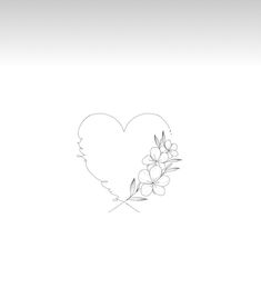 a drawing of a heart with flowers in it