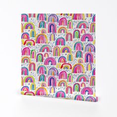 a colorful rainbow pattern on a white background