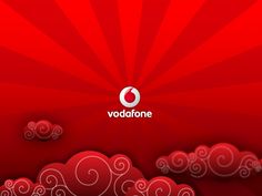 the vodafone logo is displayed on a red background with clouds and swirls