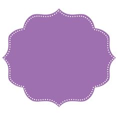 a purple sticker with white dots on the edges and a scalloped edge