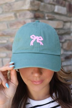 Embroidered Bow Hat - ShopSpoiled Baseball Cap Style, Embroidered Bow, Hat Aesthetic, Outdoor Pictures, Baseball Caps Fashion, Cap Style, Creative Embroidery, Hat Fashion, Embroidery Stitches