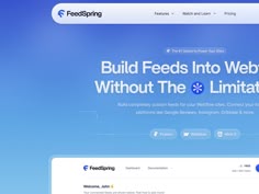 a web page with the words build feeds into website without the limits