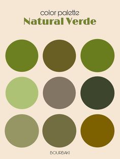 the color palette for natural verde is shown in shades of green and brown