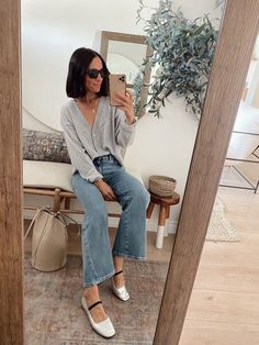 How To Wear Ballet Flats 2023, Mary Jane Flats Outfits, Metallic Ballet Flats Outfit 2023, Metallic Mary Janes, Outfits With Maryjane Flats, Madewell Greta Ballet Flat, How To Style Ballet Flats 2023, Metallic Mary Janes Outfit, Woven Flats Outfit