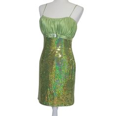 Mh Aesthetic, Scarah Screams, Mini Dress Y2k, Damask Dress, Dress Y2k, Y2k Vibes, Green Sequins, Satin Mini Dress, Sequin Mini