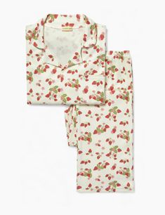 Womens Classic PJ Set in Strawberry Field. Womens Pj Sets, Pijamas Women, Classic Pajamas, Toddler Pajamas, Comfy Sets, British Summer, Baggy Trousers, Hair Accessories Gift, Baby Pajamas