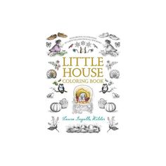 the little house coloring book is shown in this image, it's white and has many