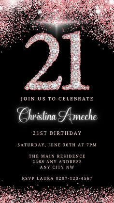 the 21st birthday party is in pink glitter