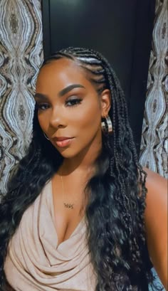 Fulani Braids With Hair Out In The Back, Cornrow Sew In Hairstyles, Braids For Homecoming Black, Cute Fulani Braids Hairstyles, Fulani Braids For Big Foreheads, Feedin Braids With Box Braids, Cornrows And Weave, Cute Girl Hairstyles For Kids, Cornrows And Weave Hairstyles