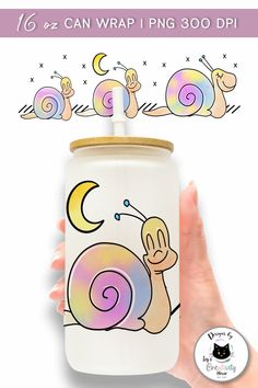 a hand holding up a glass jar with snails on it and the words, i can wrap