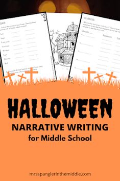 halloween writing for middle school students with an orange background and black lettering on the front