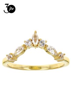 0.28ctw marquise and 0.17ctw round lab created white sapphire 18k yellow gold over sterling silver enhancer ring. Measures approximately 0.68"L x 0.19"W. Not sizeable. Enhancer will be able to surround ovals measuring 8x6mm. Enhancer Ring, Ring Enhancer, White Lab, White Sapphire, 18k Gold, Sapphire, Lab, Yellow Gold, Sterling Silver