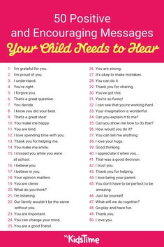 the 50 positive and encouraging messages your child needs to hear