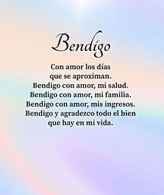 a poem written in spanish on a white and blue background with the words bendago