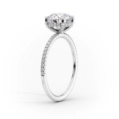 a diamond engagement ring on a white background