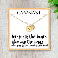 gymnastics necklace with the words jump off the beam