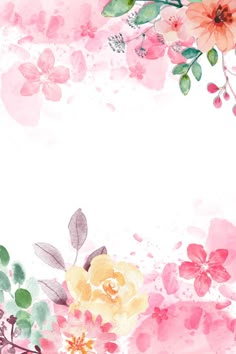 watercolor flowers and leaves on a white background