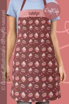 A cute magenta -pink Holiday apron featuring a festive hot cocoa mug pattern . Personalize it with a name or a quote .  © ArianeC Illustrations-All rights reserved Holiday Apron, Mug Pattern, Holiday Aprons, Pink Holiday, Christmas Parade, Magenta Pink