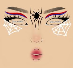 Spider Gwen Eye Makeup, Simple Spiderman Makeup, Into The Spiderverse Makeup, Spiderman Face Makeup, Spider Man Makeup Women Easy, Marvel Eyeliner