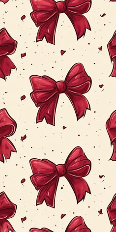 a red bow pattern on a white background