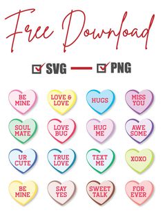 free printable conversation hearts for valentine's day