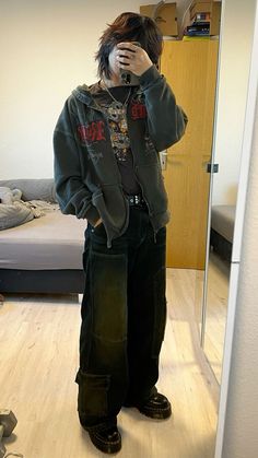 Grunge Outfits Winter, Grunge Fits, Baggy Clothes, Streetwear Men Outfits, Character Outfits, Looks Style