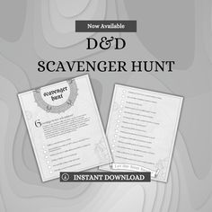 the scavenger hunt is on display in front of a gray background with white swirls