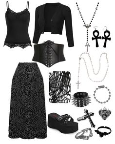 Gothic 2000s Fashion, Where To Find Goth Clothes, Goth Theme Party Outfit, Gothic Inspo Outfits, Gothic Outfits Ideas, Simple Trad Goth Outfits, Goth Clothes Ideas, Goth Inspo Outfits, Gothic Inspired Outfits