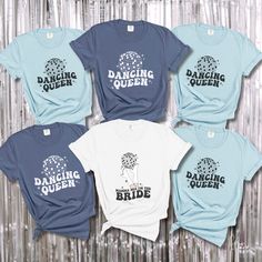 four t - shirts with the words dancing queen on them