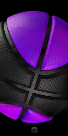 a purple and black basketball ball on a black background