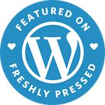 the wordpress logo is shown in blue and white, with hearts on each side