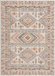 a multicolored rug with an intricate design