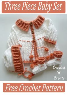 there is a crochet baby sweater and diaper set on the same page