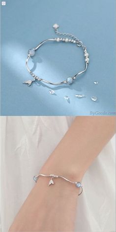 Fish Mermaid, Silver Bracelet Designs, Fancy Jewelry Necklace, Pretty Jewelry Necklaces, Bracelets Design, Bangles Jewelry Designs, Jewelry Accessories Ideas, Classy Jewelry, Moonstone Beads