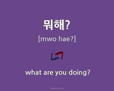 an image with the words i'mwo hae? and what are you doing?