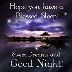 a night scene with the words, hope you have a blessed sleep sweet dreams and good night