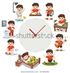 children are playing and eating around the clock