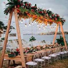 an instagram photo with flowers and greenery on the table for a destination wedding in hawaii