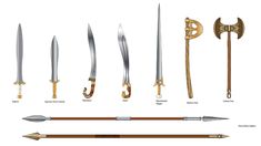 an image of different types of swords