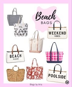 Beach bags to carry all of your beach day essentials pool bag tote bag vacation #LTKswim #LTKstyletip #LTKSeasonal Beach Day Essentials, Beach Bags