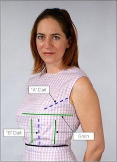 a woman wearing a dress with lines drawn on it