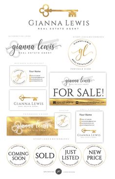 the logo and business cards for gianna lewis's real estate & rentals