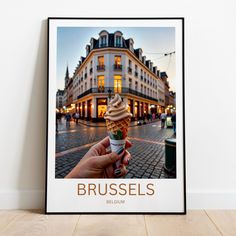 Brussels Cityscape Illustration Poster Ice Cream Belgium Travel Art Print Architecture European Cityscape Unique Gift Street Scene Belgian - Etsy UK