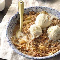 an oatmeal dish with three scoops of ice cream