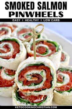 an image of smoked salmon pinwheels on a plate