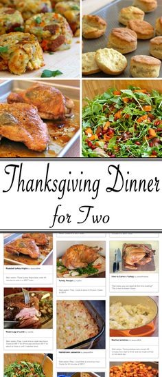 thanksgiving dinner for two with images of turkey and other dishes