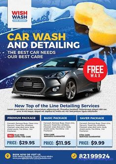 car wash and detailing advertise flyer