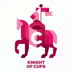 the knight of cups logo is designed with geometric shapes and lines, as well as an arrow