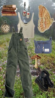 #collage #ootd #goblincore #outfit #forest #aesthetic Cryptid Academia Aesthetic Outfits, Botany Aesthetic Outfit, Herbology Outfit, Witchy Goblincore Outfits, Forest Style Clothes, Forest Clothes Aesthetic, Gremlincore Clothes, Gremlincore Outfits Masc, Forest Aesthetic Clothes