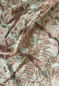 an image of a bird and flower print fabric